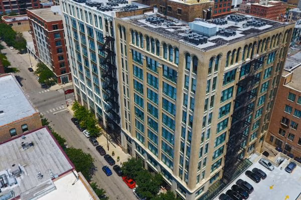 Tailor Lofts student apartments in converted industrial-style brick building in Chicago